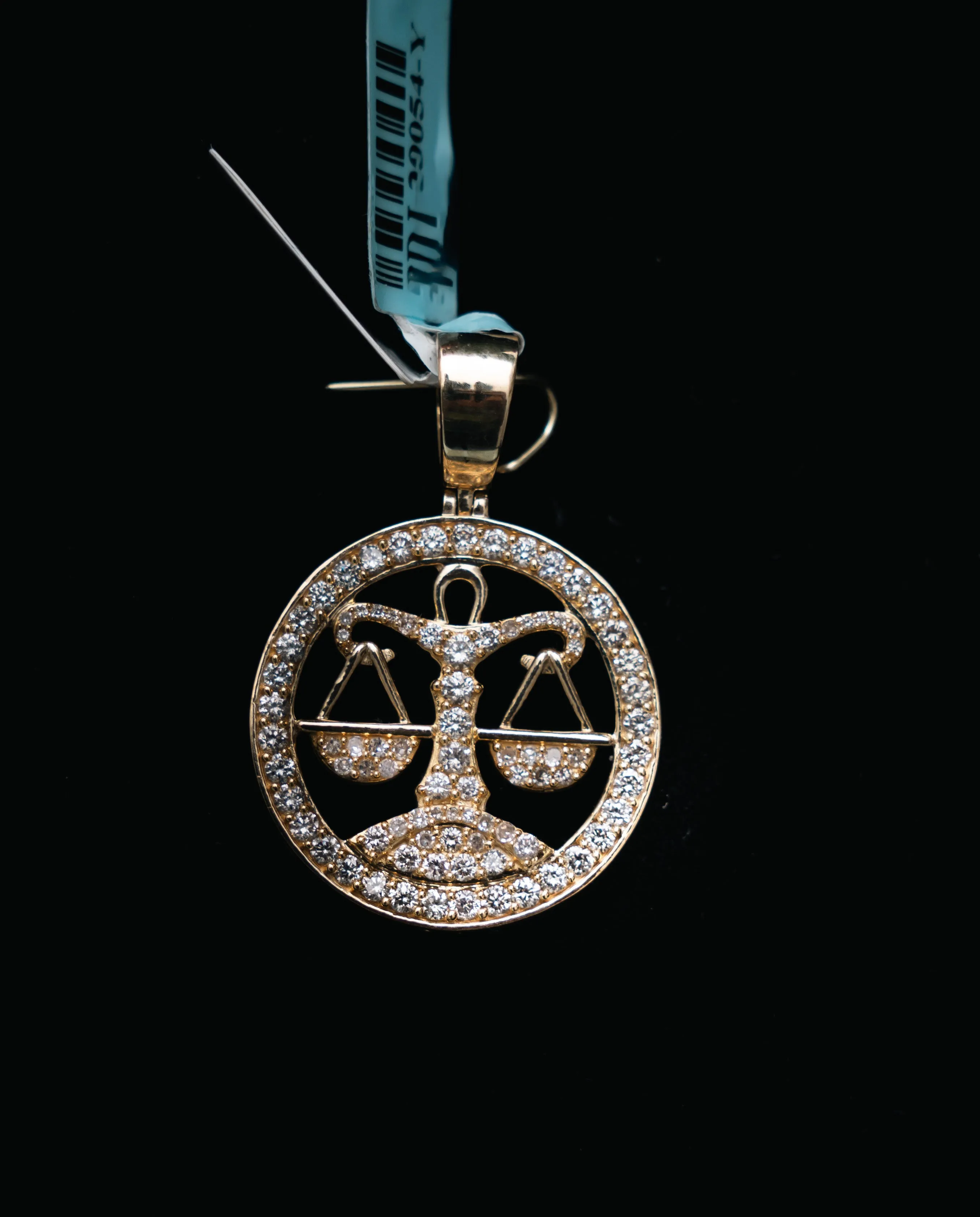 Libra Sign Pendant 10K Yellow Gold With Diamond / 5gr