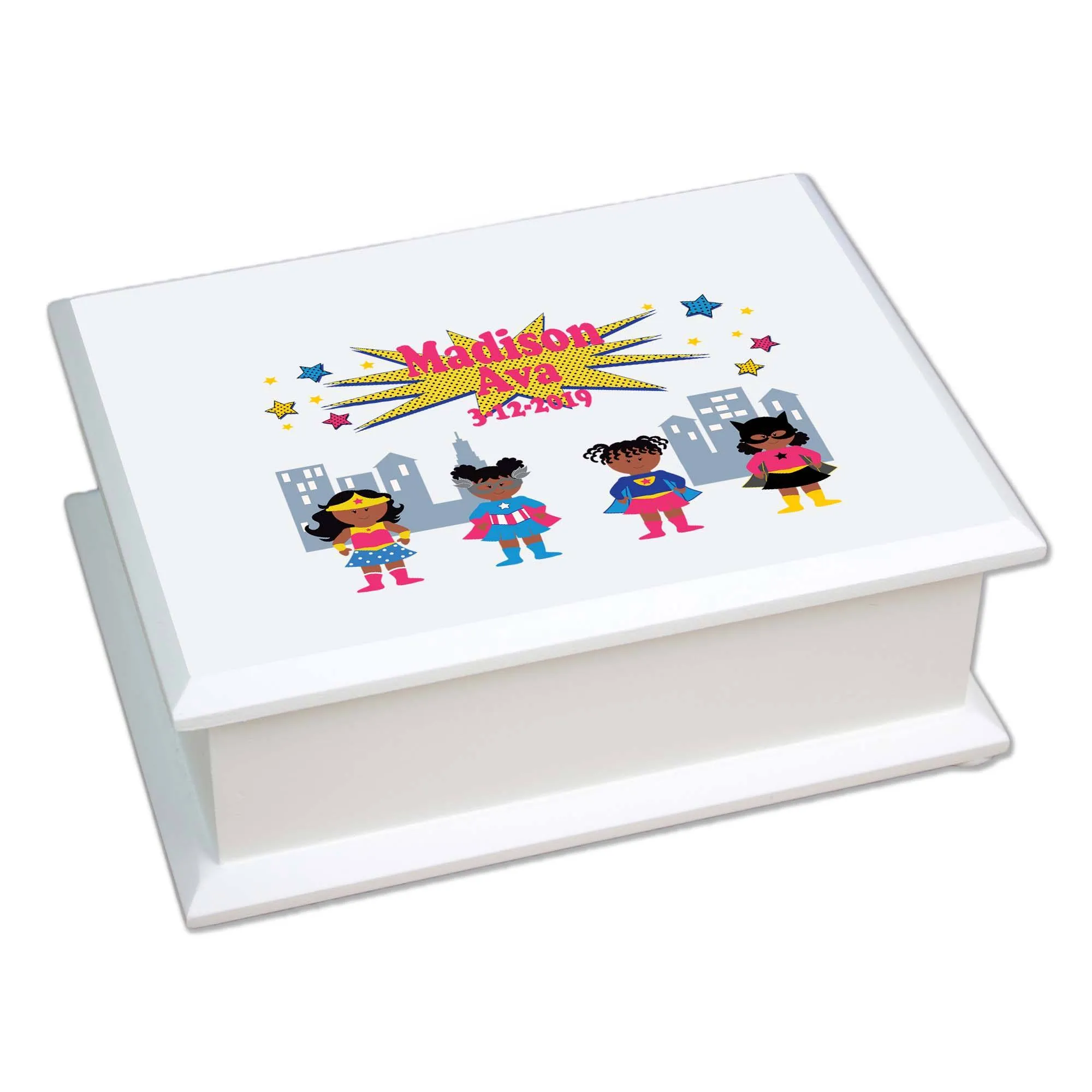 Lift Top Jewelry Box - African American Superhero