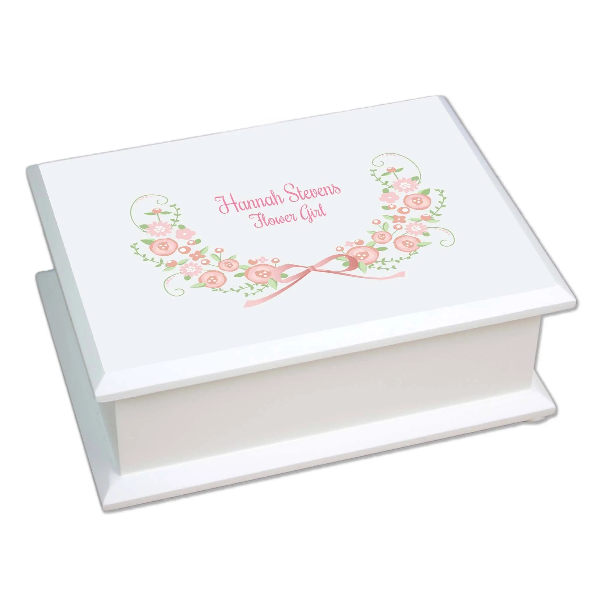 Lift Top Jewelry Box - Blush Floral Garland