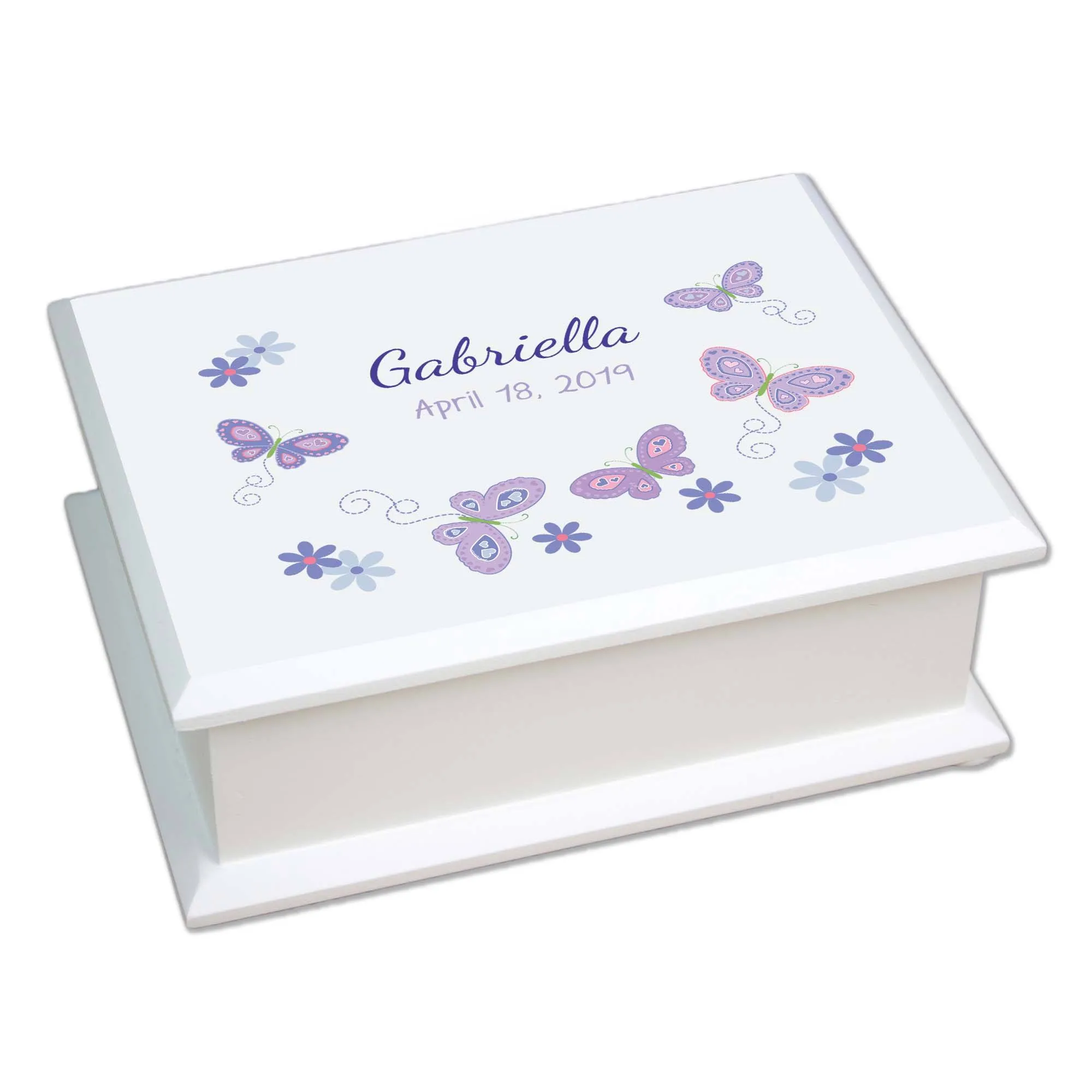 Lift Top Jewelry Box - Lavender Butterflies