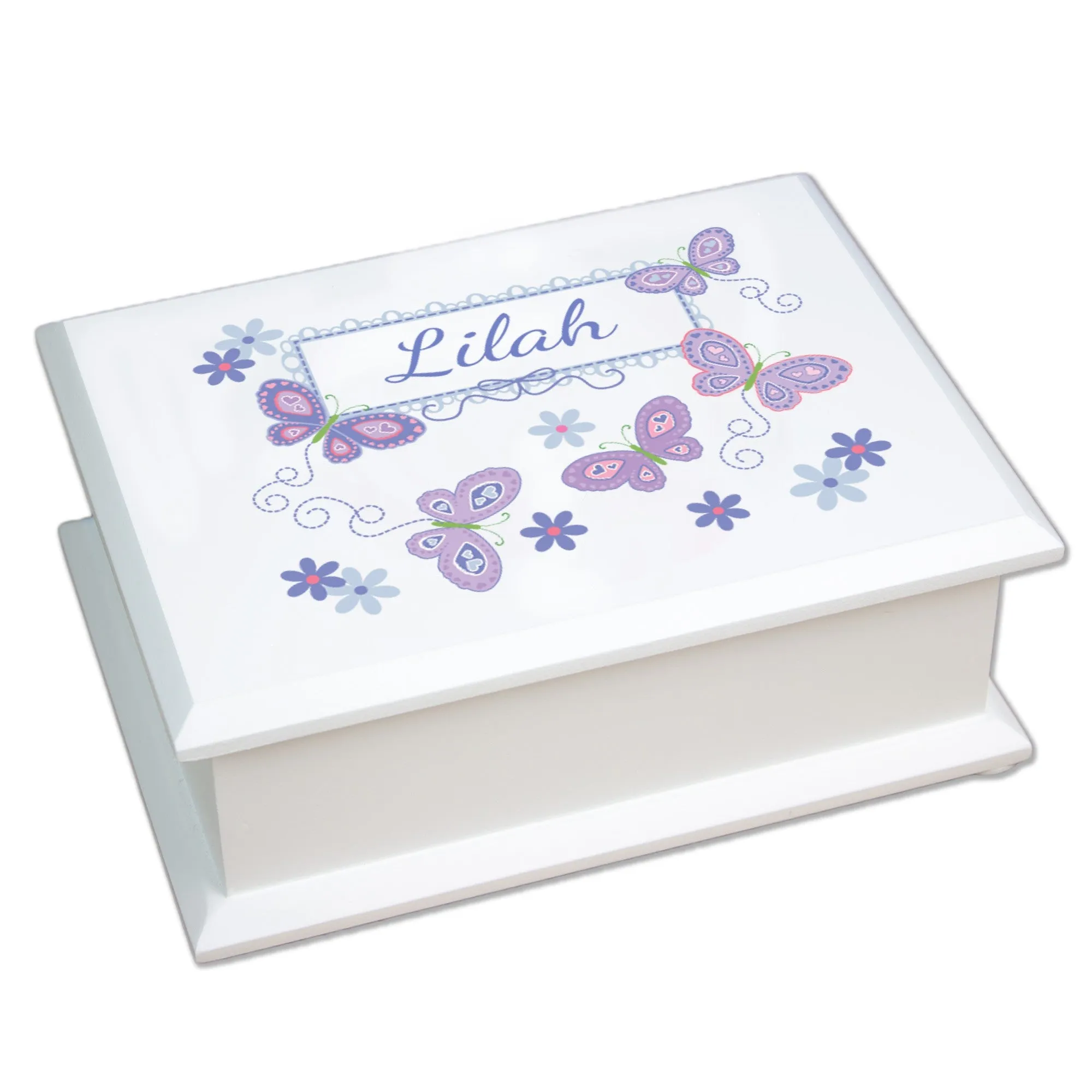 Lift Top Jewelry Box - Lavender Butterflies