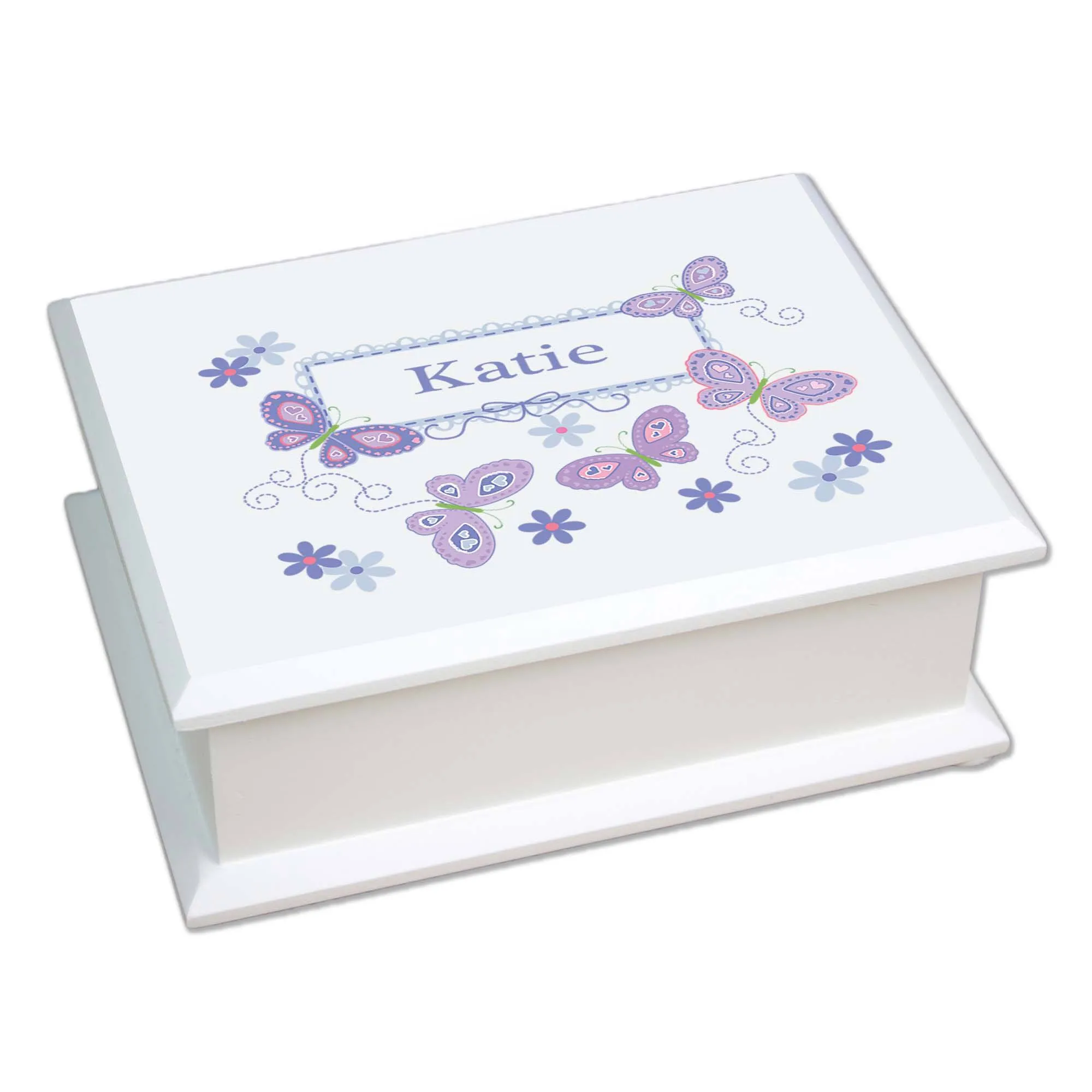 Lift Top Jewelry Box - Lavender Butterflies