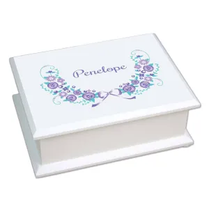 Lift Top Jewelry Box - Lavender Floral Garland