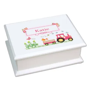 Lift Top Jewelry Box - Pink Tractor