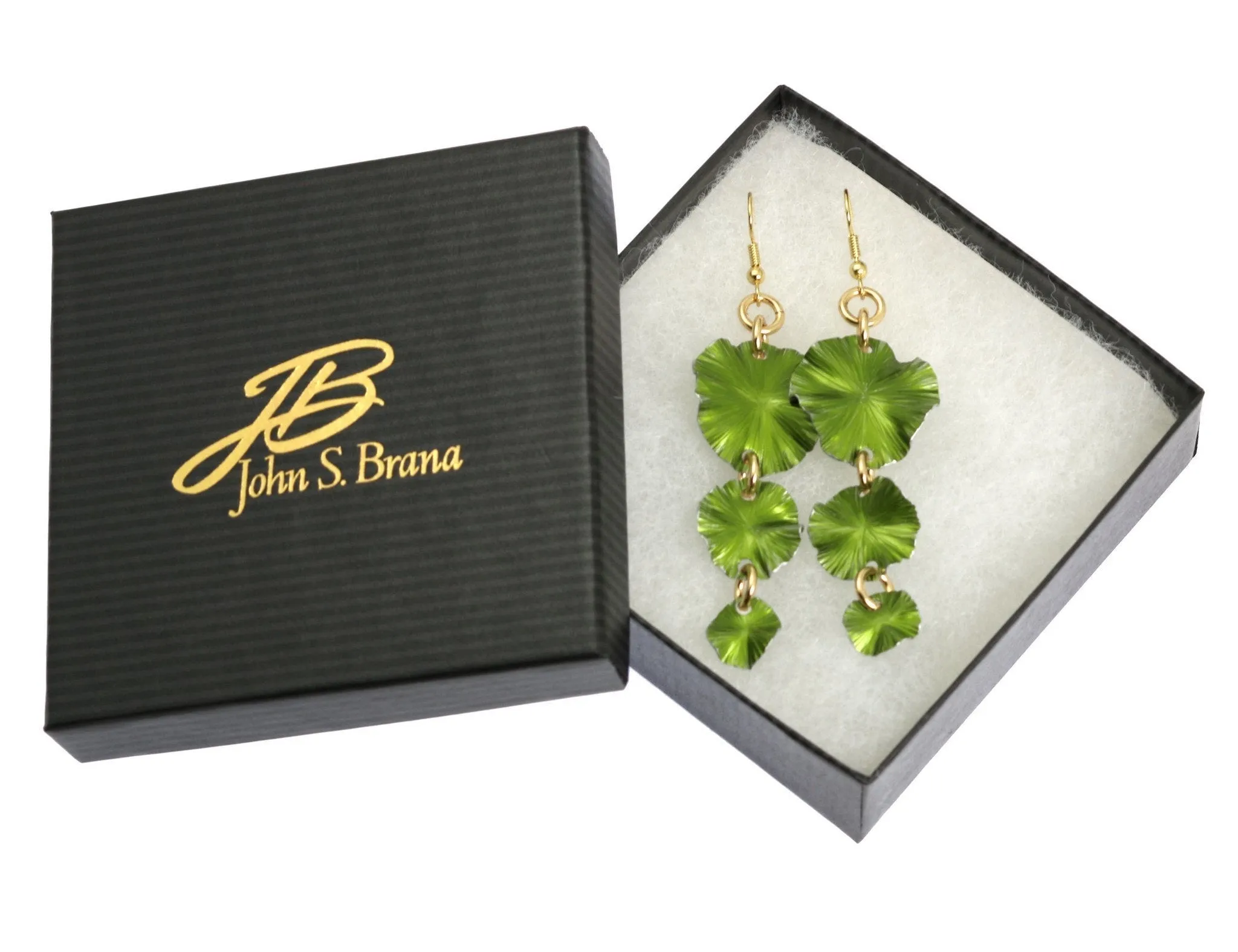 Lime Aluminum Lily Pad Earrings - Three-tiered