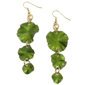 Lime Aluminum Lily Pad Earrings - Three-tiered