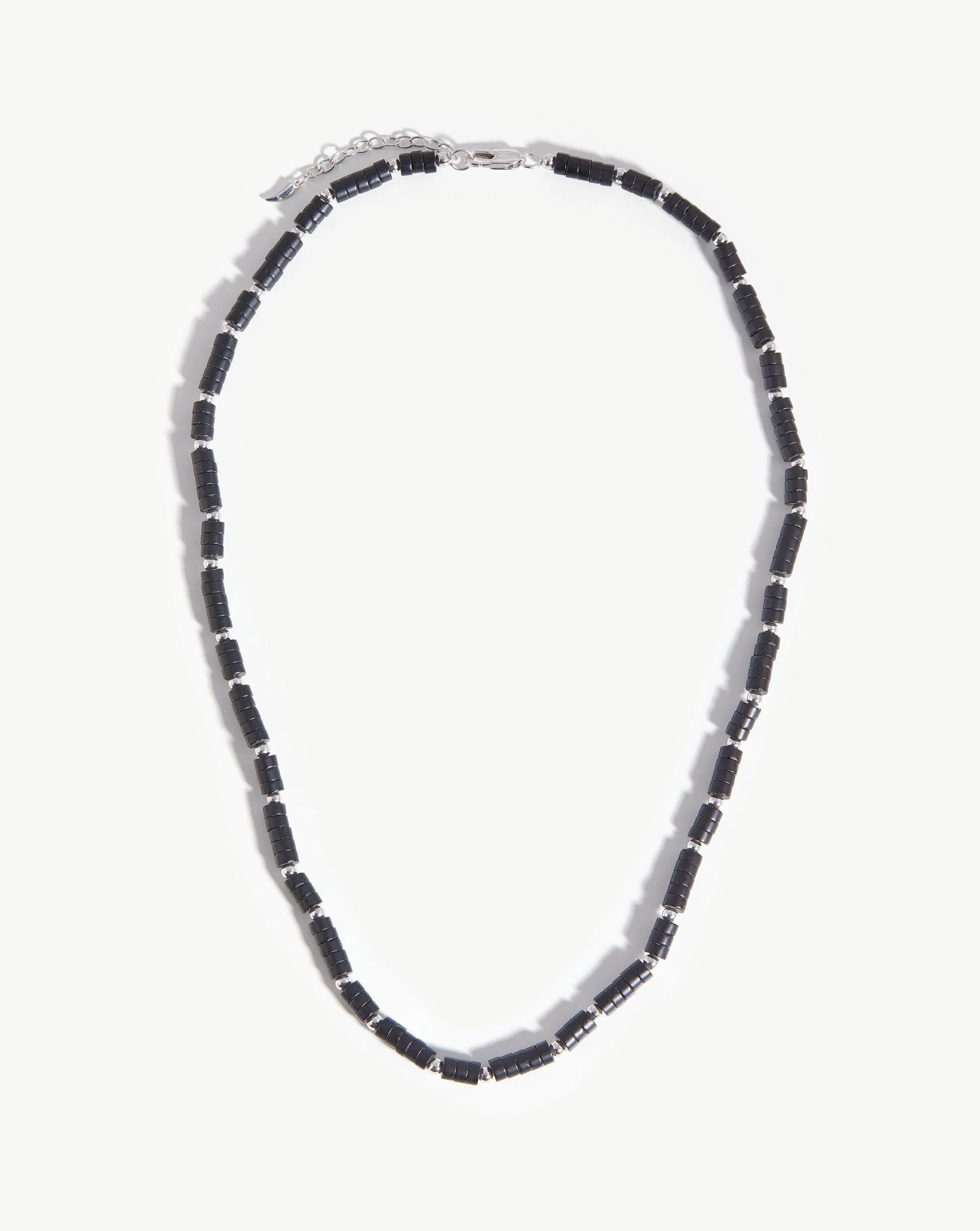 Medium Beaded Stack Necklace | Silver Plated/Black Onyx