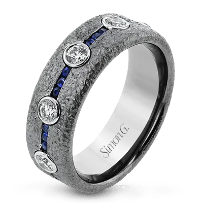 Men's Ring In 14k Gold With Diamonds and Sapphires