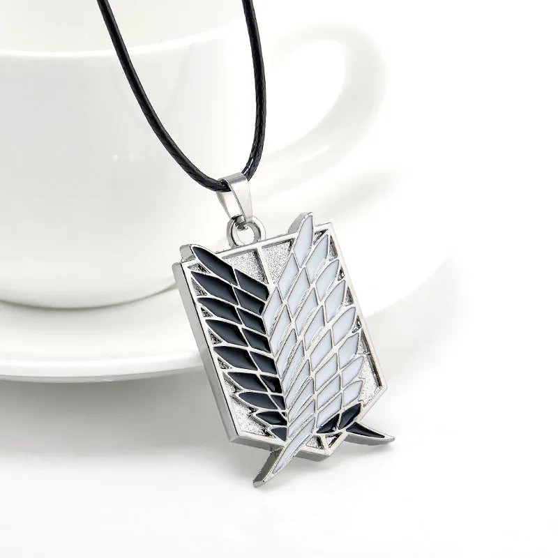 Metal Anime Attack on Titan Wings of Liberty Pendant Necklace Shingeki no Kyojin Cosplay Necklace Survey Corps Choker Necklace