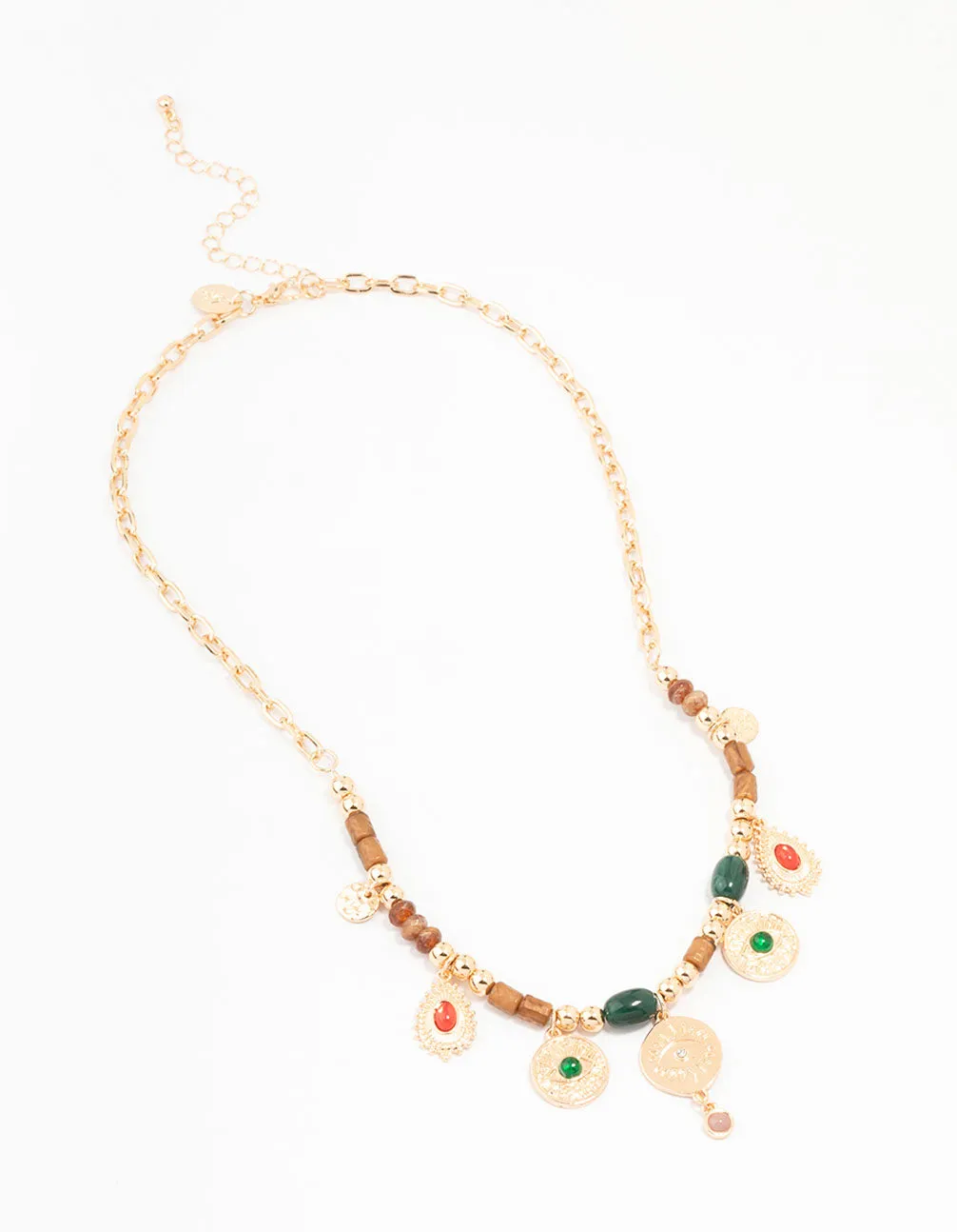 Mixed Beaded Charm Station Necklace