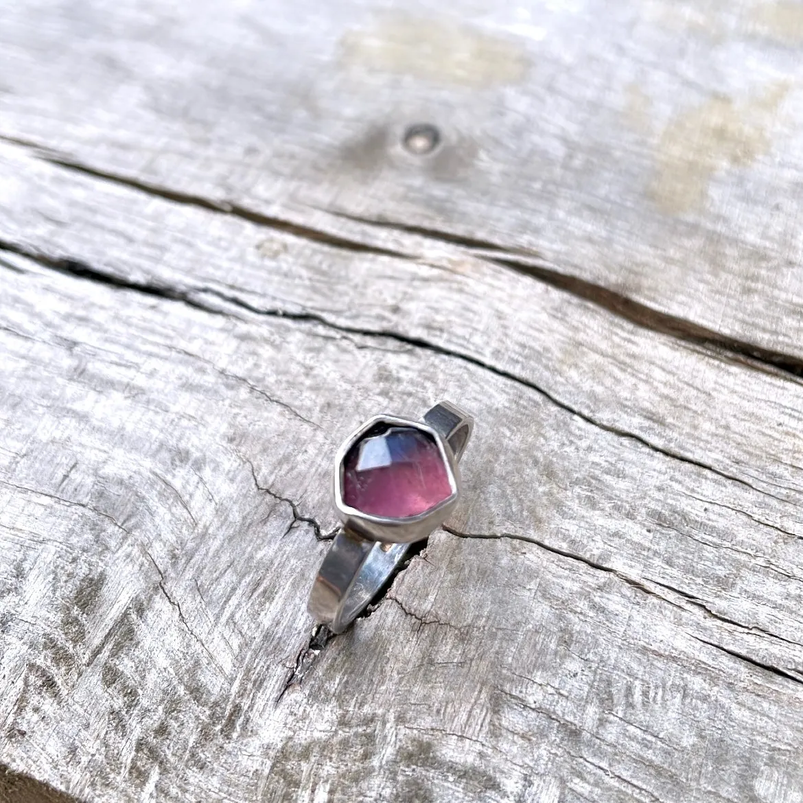 Moody pink tourmaline ring