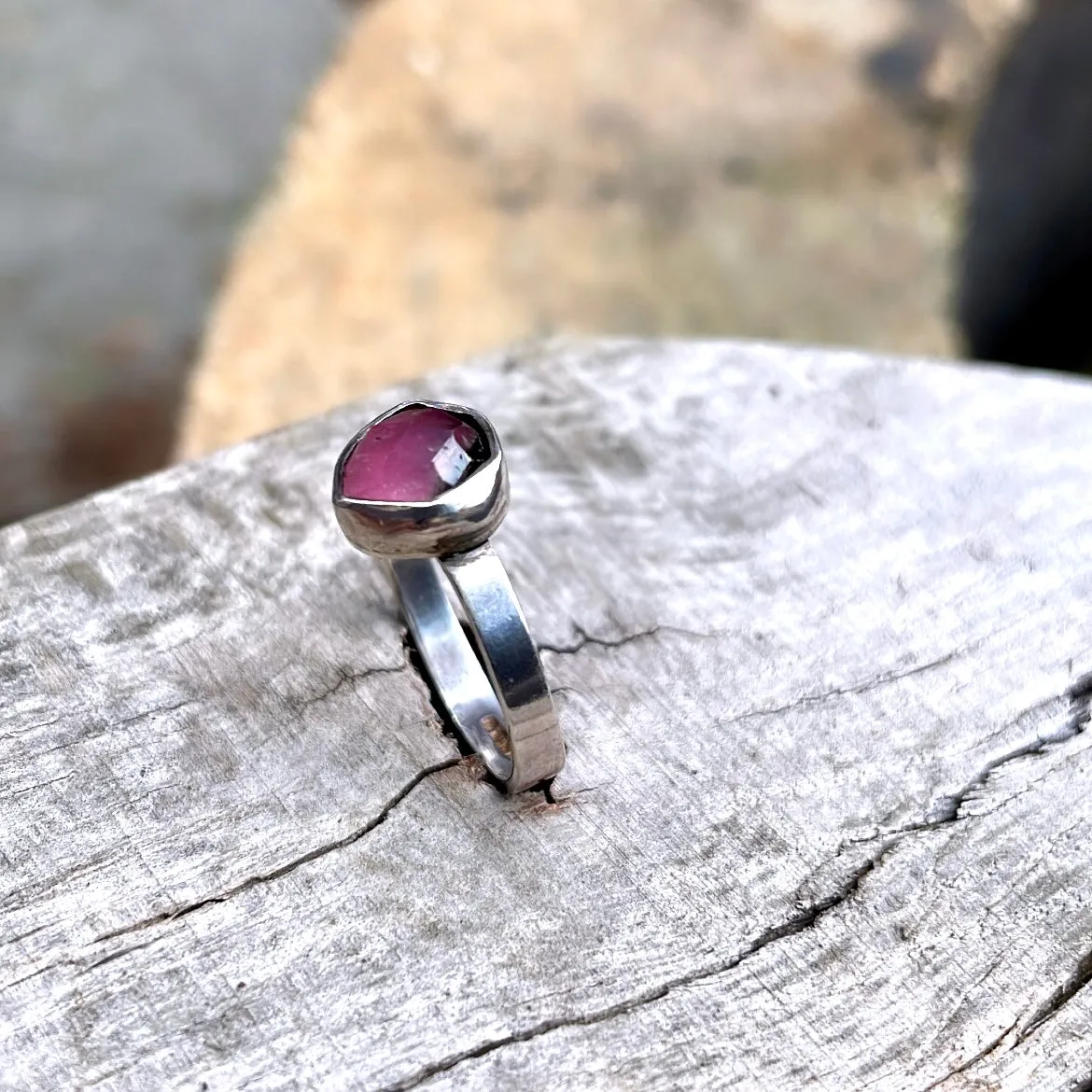 Moody pink tourmaline ring