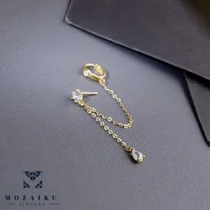 Mozaiku Double Pierced Gold Stud Earrings