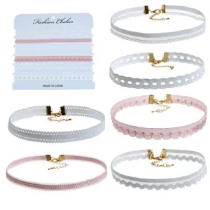 NAIZHU Lace Velvet White Choker Necklace For Women Harajuku Ribbons Collar Necklaces Jewerly 6PC/SET