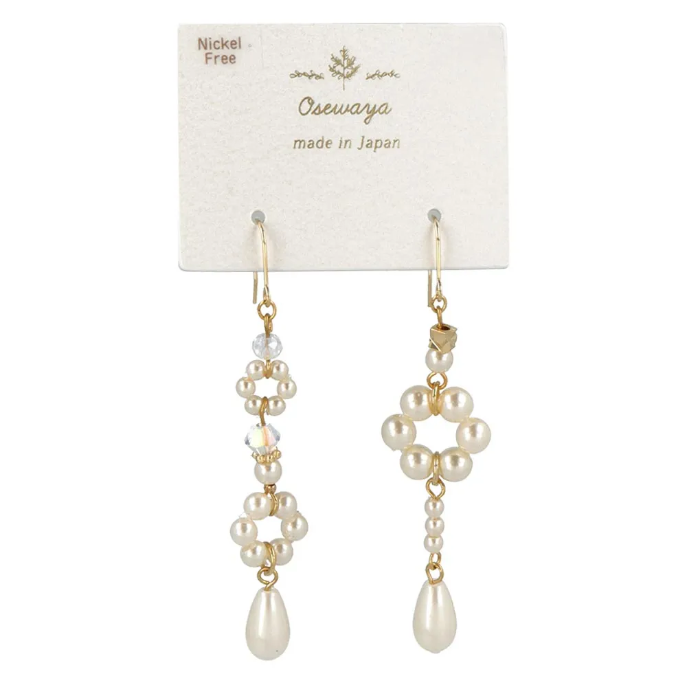 Nostalgic Pearl Flower Drop Earrings