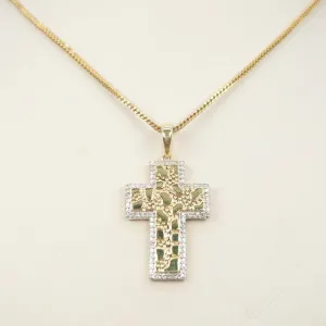 Nugget Cross Charm with Diamonds