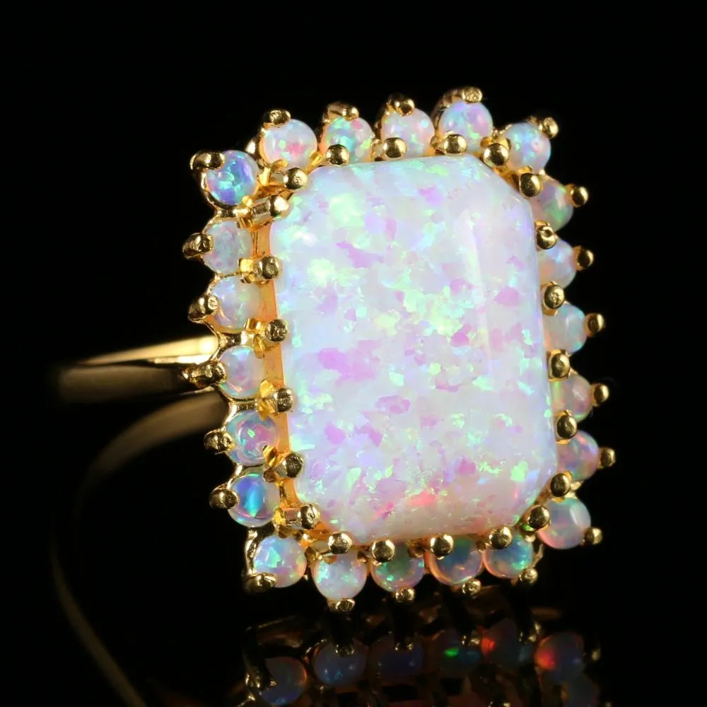 Opal Ring 18Ct Gold On Silver