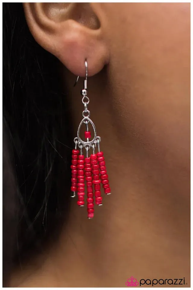 Paparazzi Earring ~ Anasazi Fire - Red