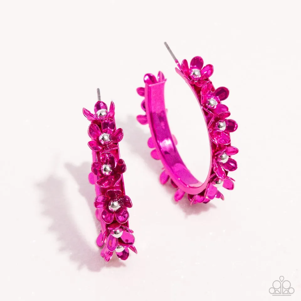 Paparazzi Earring ~ Fashionable Flower Crown - Pink