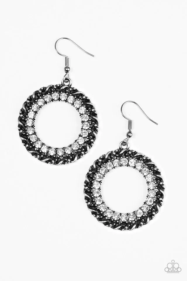 Paparazzi Earring ~ Grunge and Glitter - White