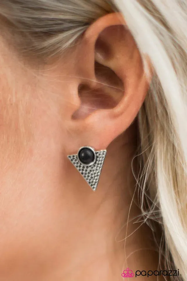 Paparazzi Earring ~ Just A Little Bite - Black