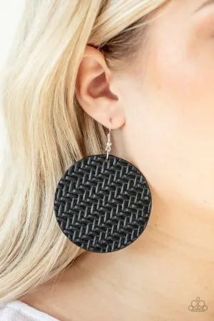 Paparazzi Earring ~ Plaited Plains - Black