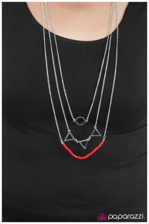 Paparazzi Necklace ~ Sign Of the Times - Red