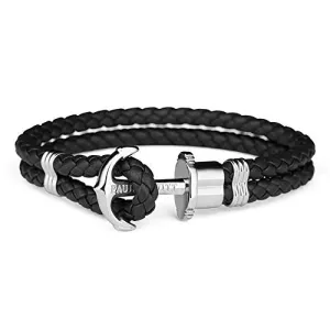 Paul Hewitt Phrep Leather Black / Silver Bracelet - XL