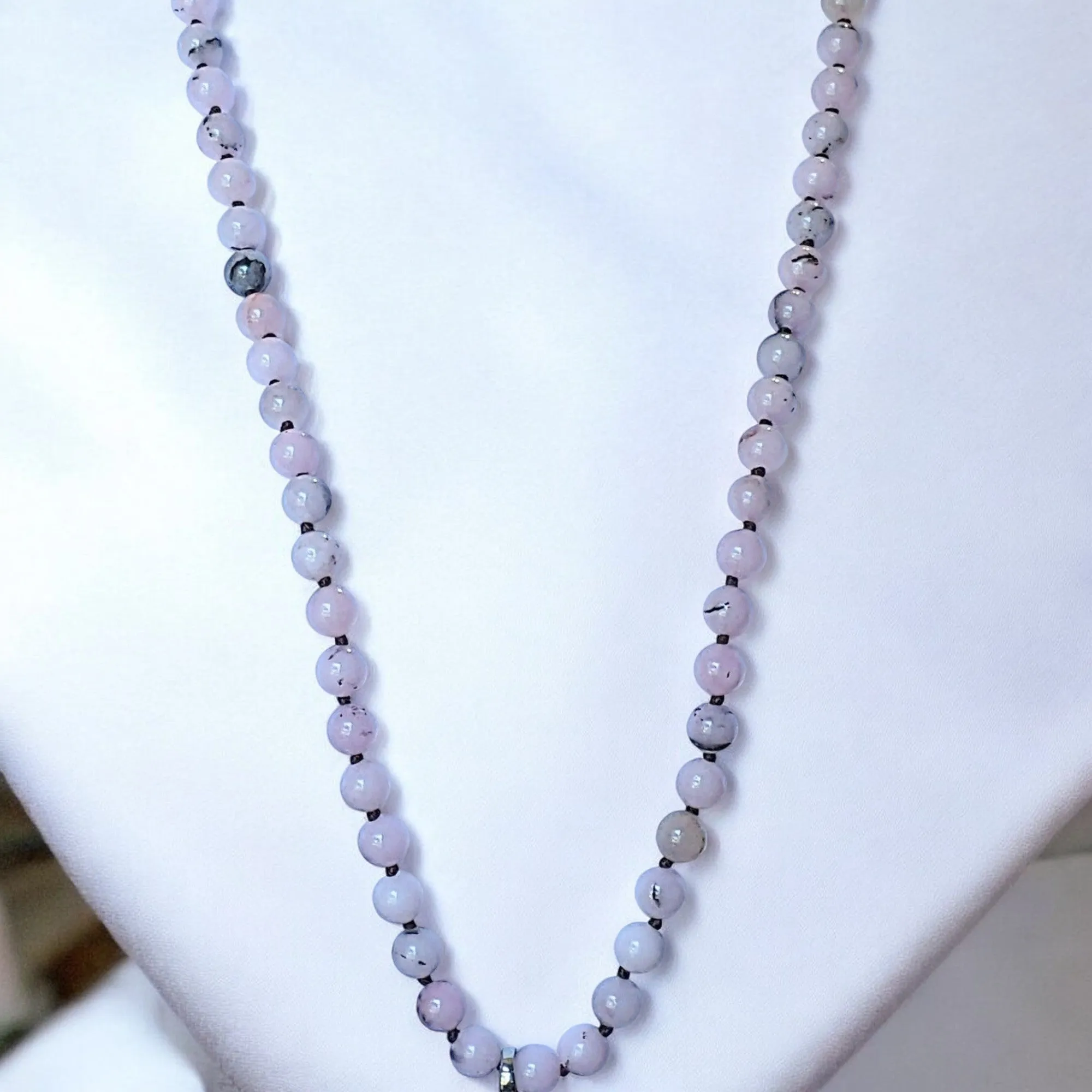 Pink Jade Semi-Precious Gemstone Necklace- 32 inch