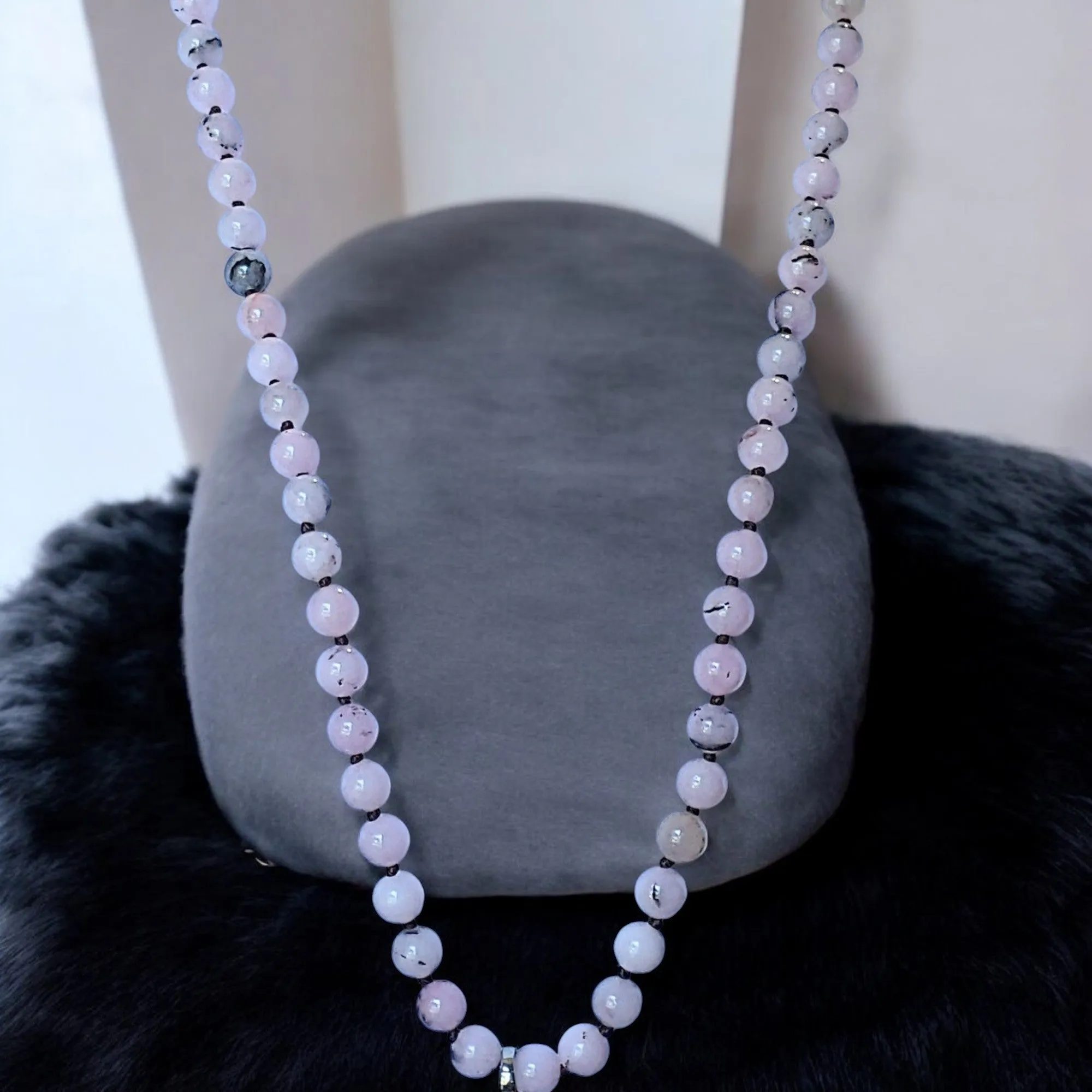 Pink Jade Semi-Precious Gemstone Necklace- 32 inch