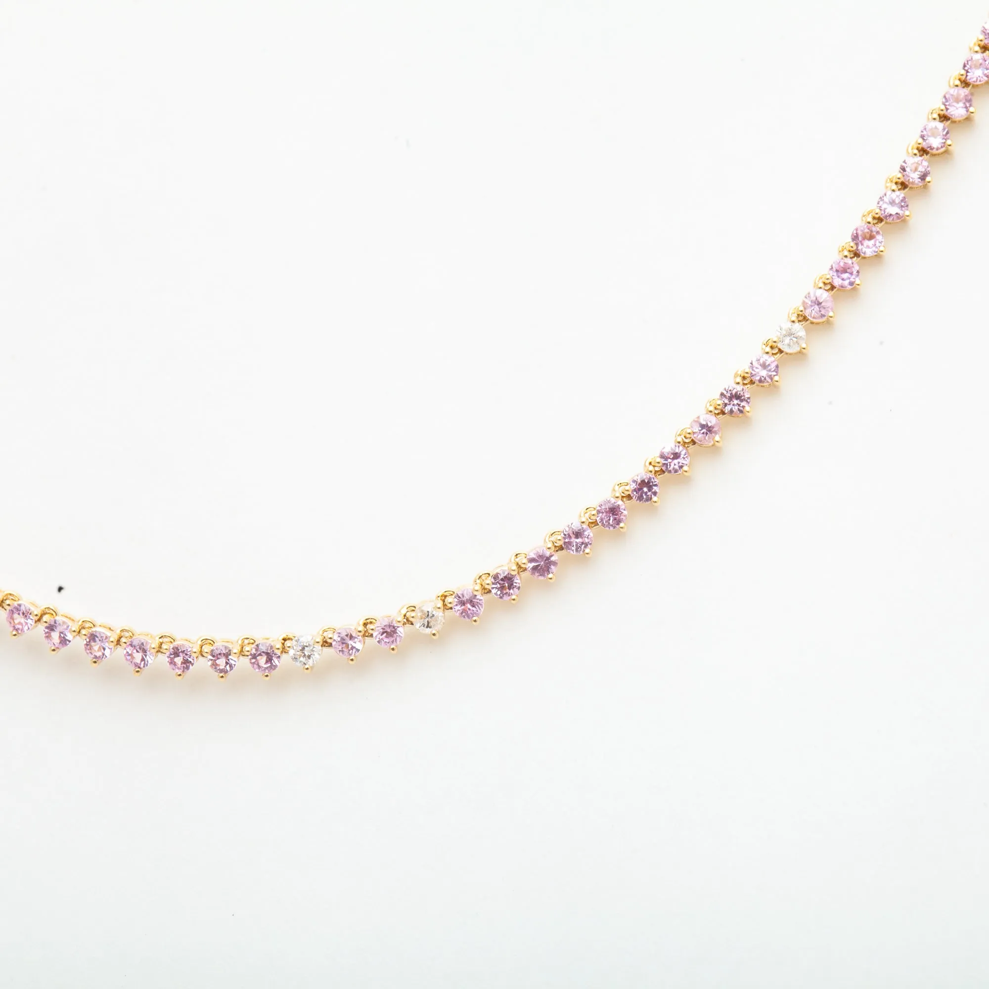 Pink Sapphire & Diamond Half Riviera Necklace