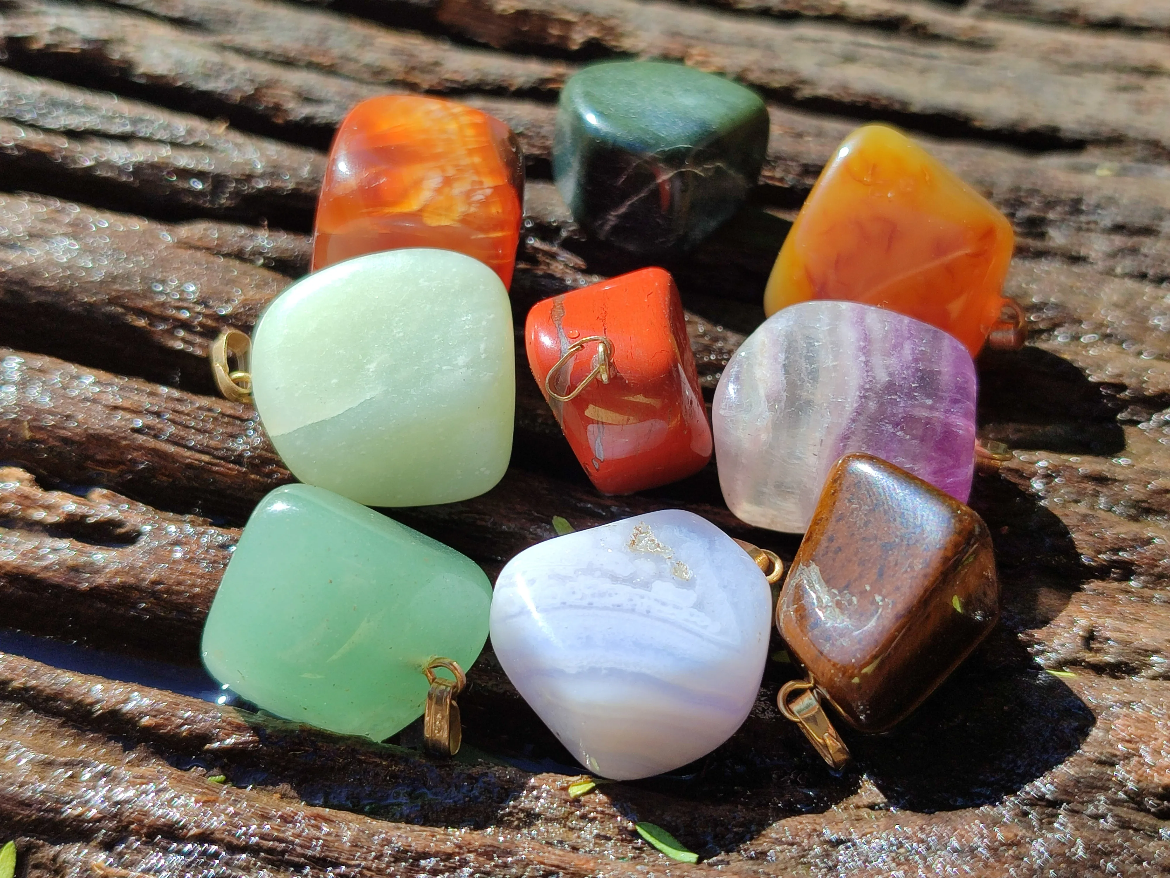 Polished Mixed Box Of 12 Gemstone Pendants - Sold Per Box - From Southern Africa