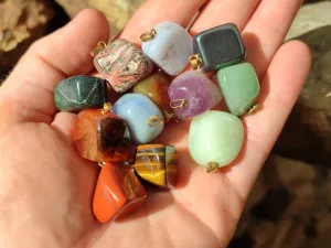 Polished Mixed Box Of 12 Gemstone Pendants - Sold Per Box - From Southern Africa