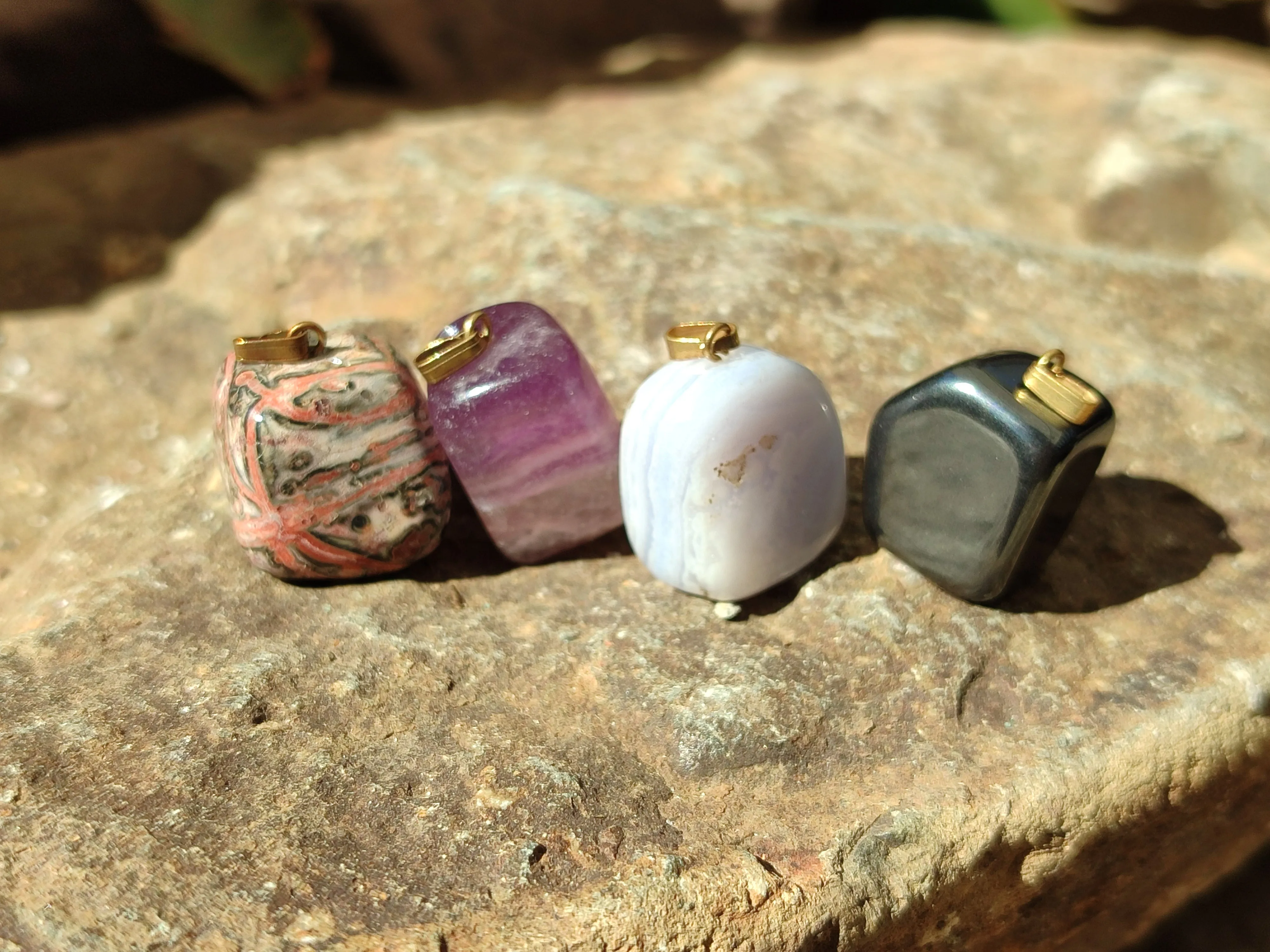 Polished Mixed Box Of 12 Gemstone Pendants - Sold Per Box - From Southern Africa