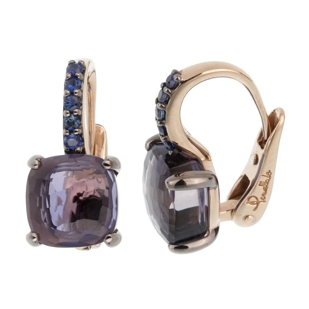 Pomellato 3.84 Carat Iolite Sapphire White Gold Earrings