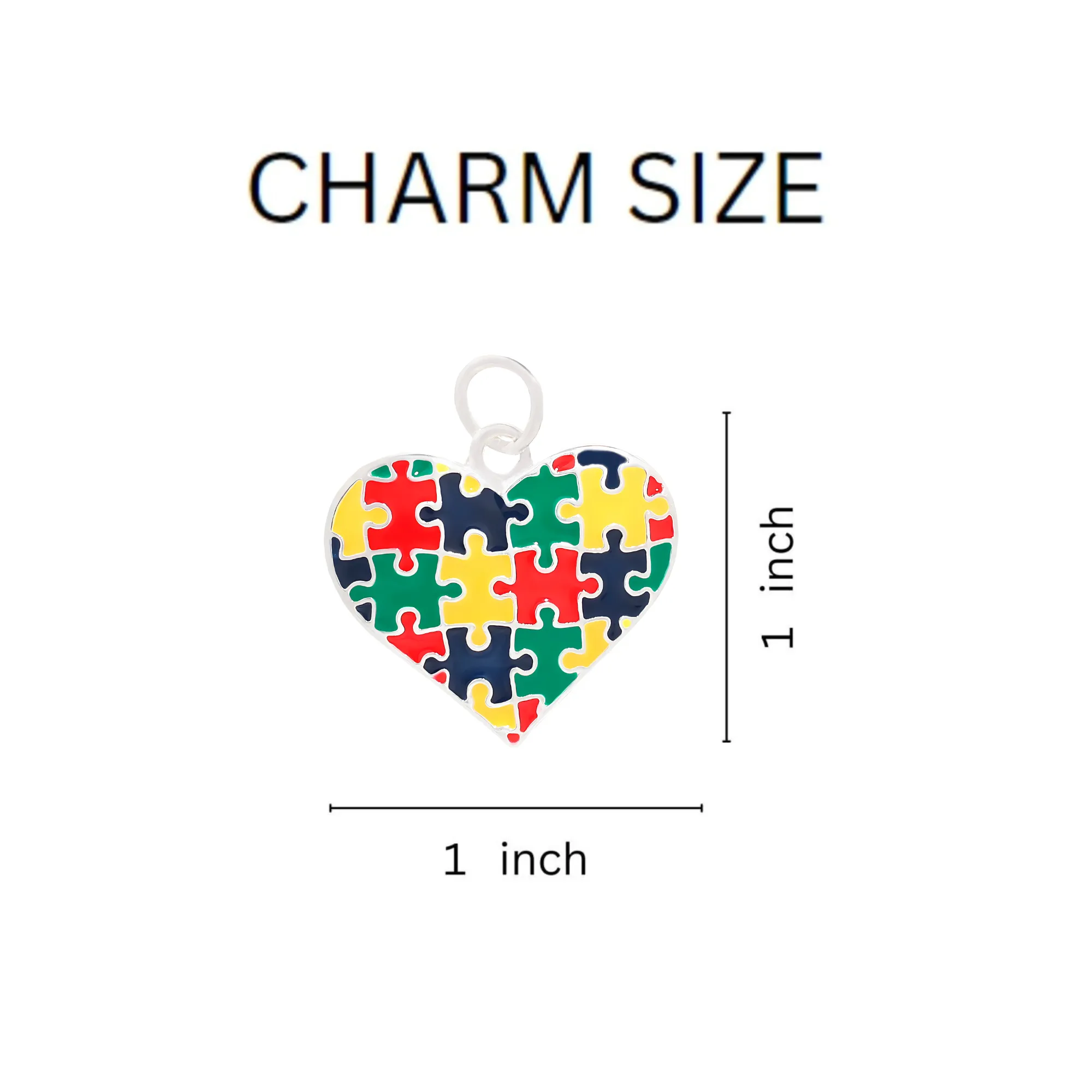 Puzzle Piece Multicolored Heart Horseshoe Key Chains