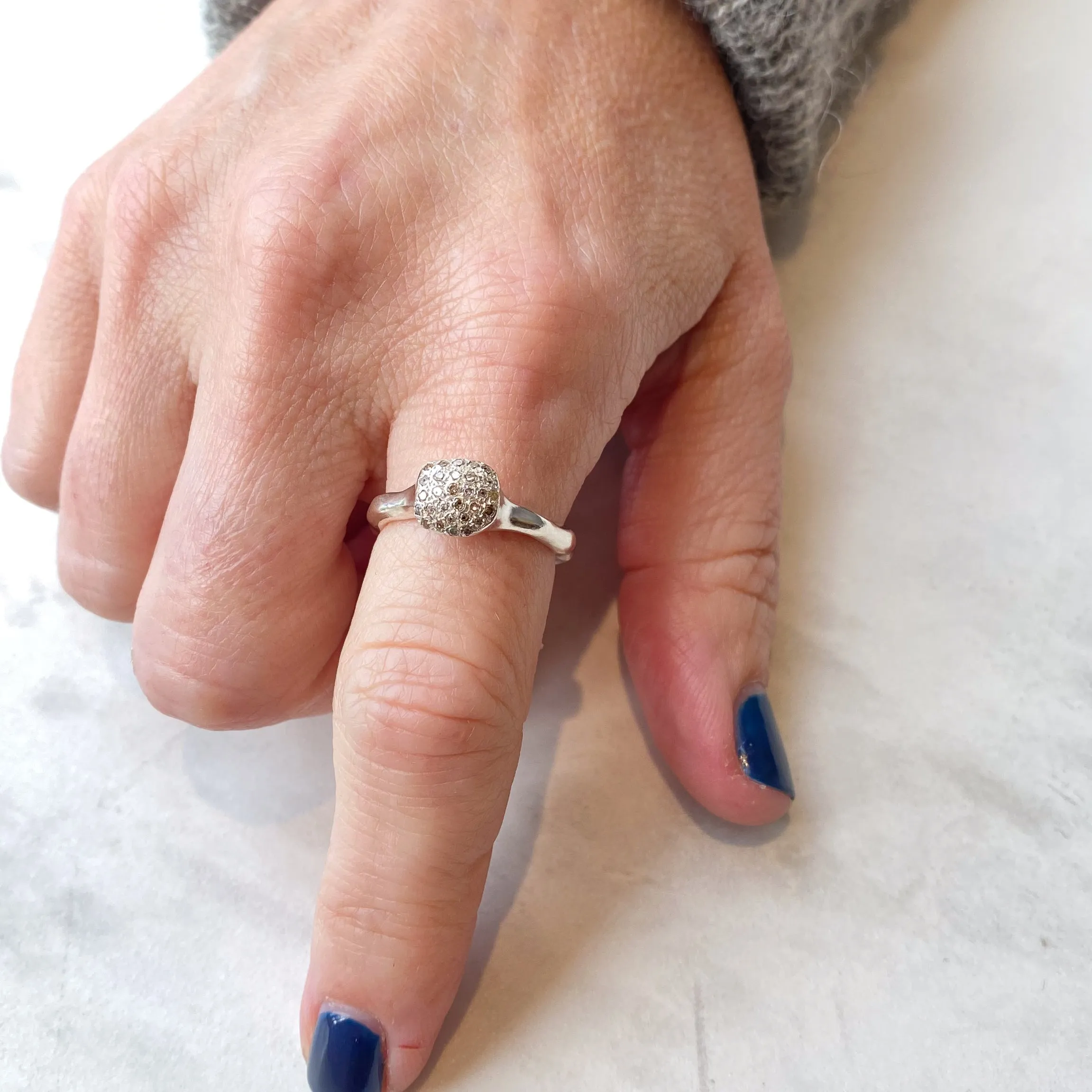 Rosa Maria "Boo" Silver Ring with Cognac Diamonds