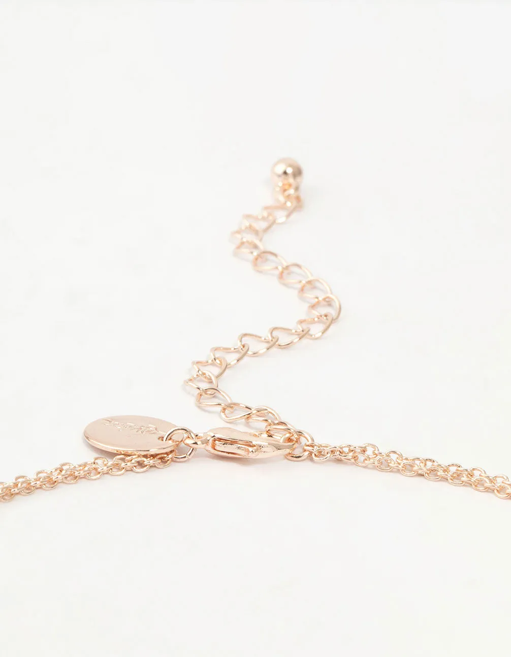 Rose Gold Chain Pearl Heart Layered Necklace