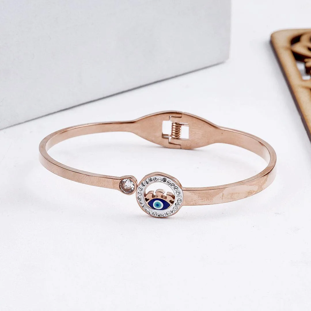 Rose Gold Evil Eye Bangle Bracelet