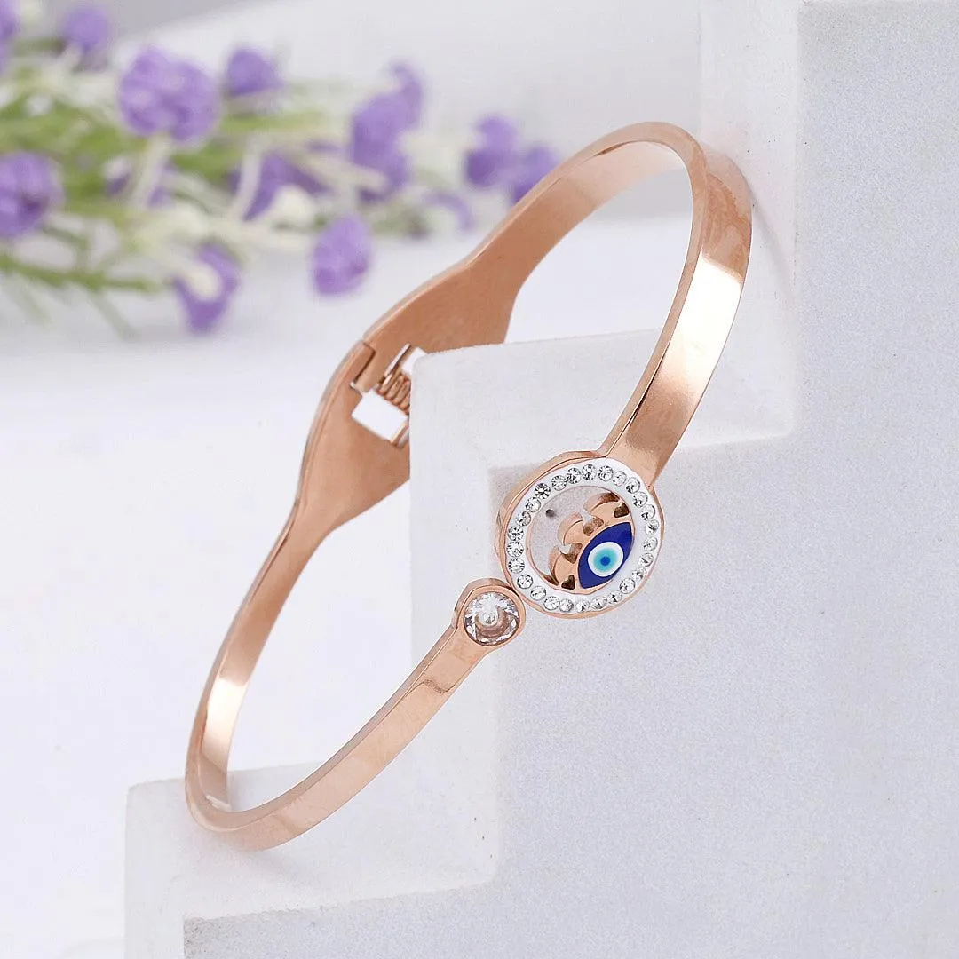 Rose Gold Evil Eye Bangle Bracelet