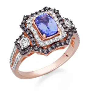 Rose Gold Tanzanite & Diamond Heirloom Ring