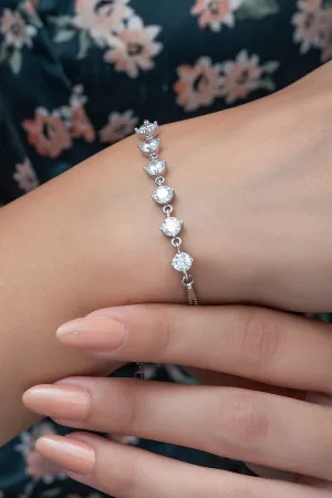 Round Zircon Stones Bracelet Silver