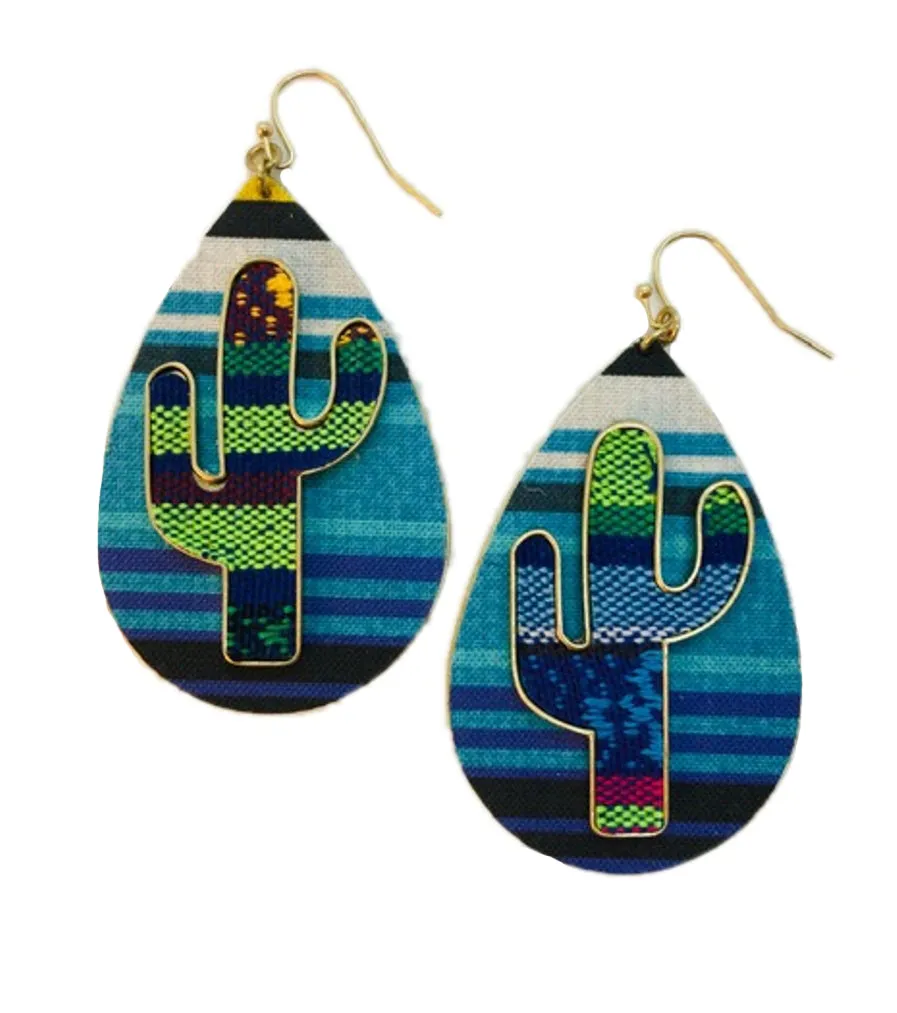 Serape Cactus Western Desert Earrings