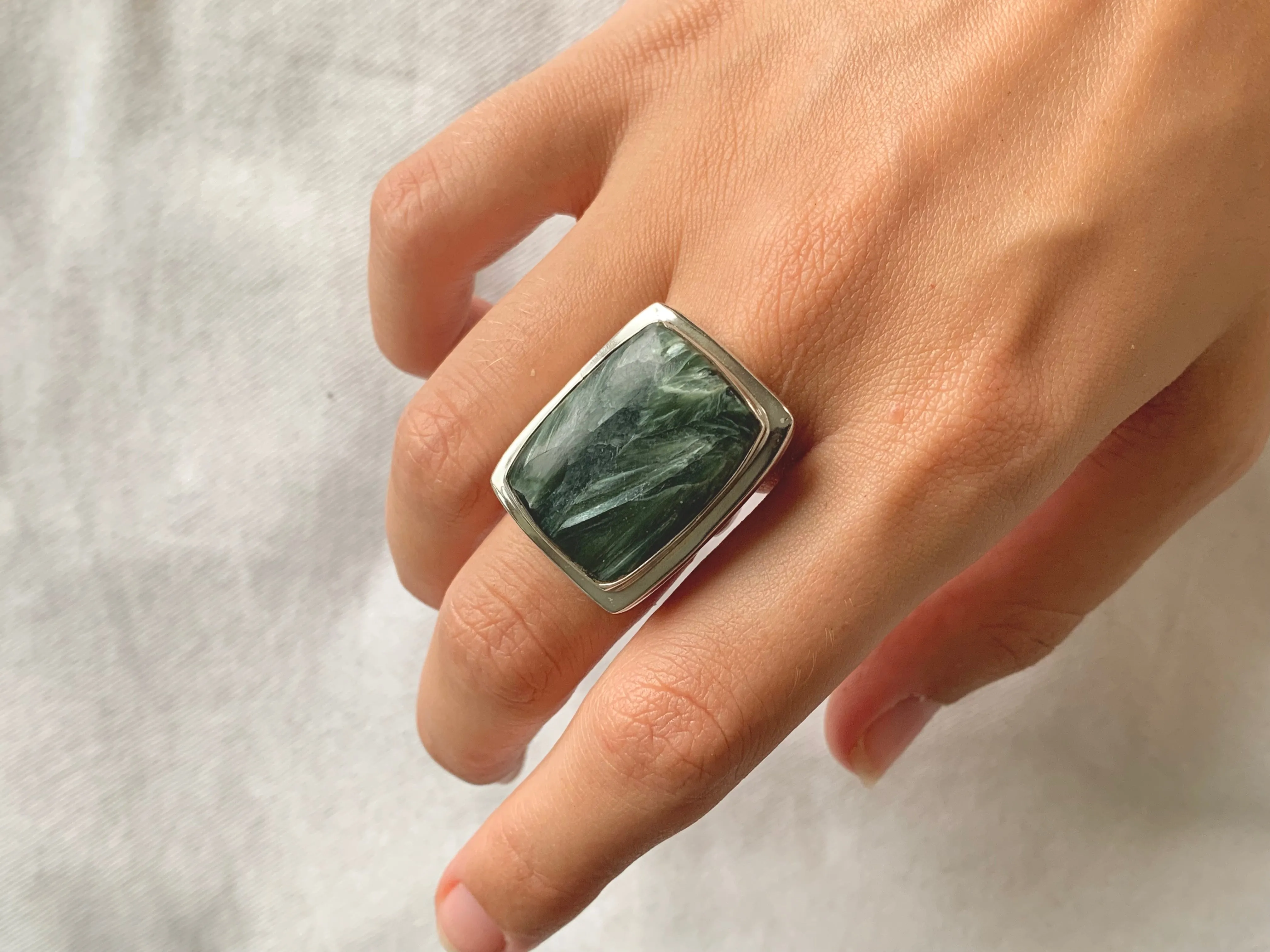 Seraphinite Ansley Ring - Large Rectangle