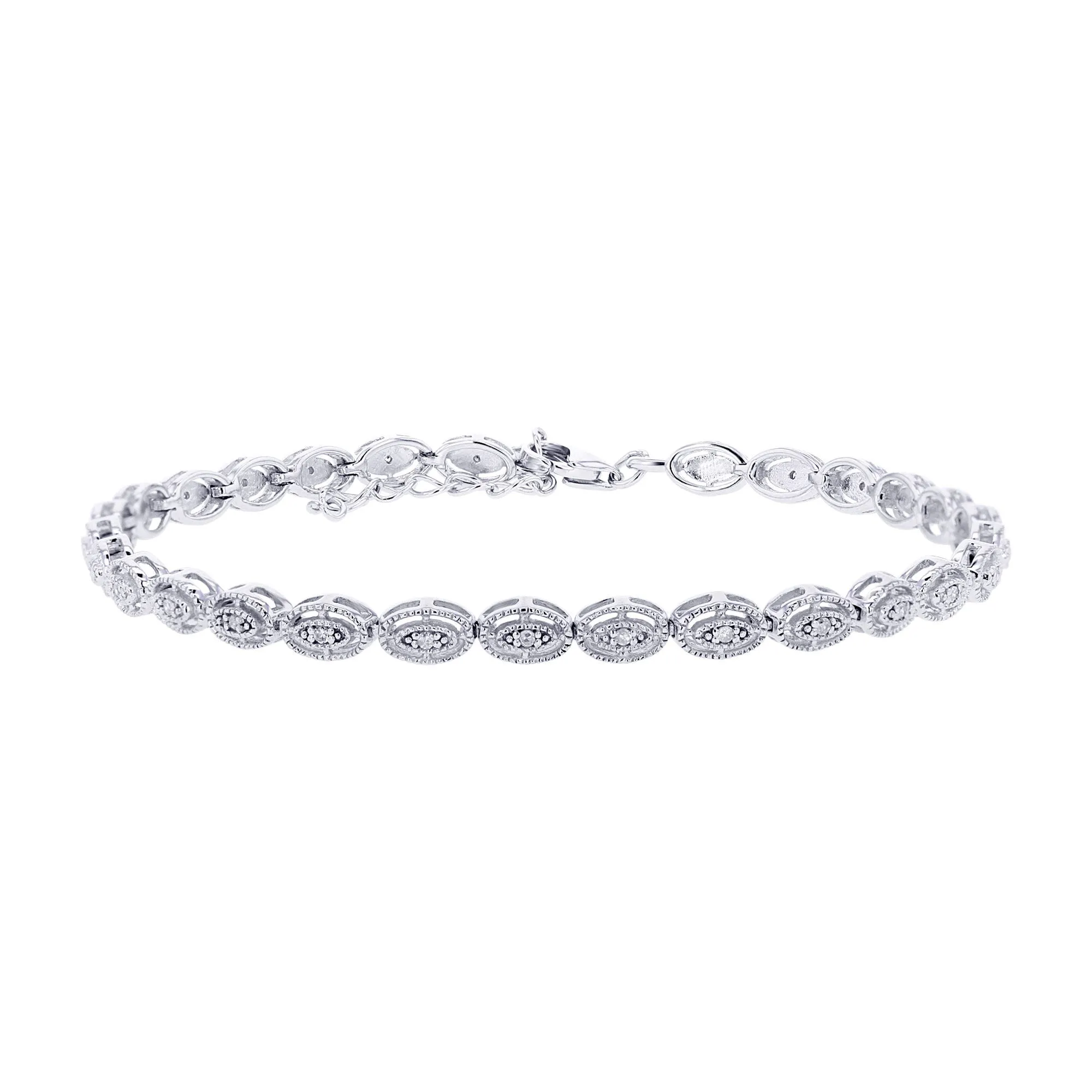 Silver Antique Oval Diamond Bracelet