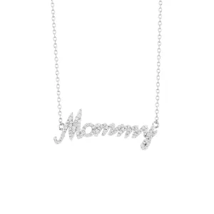 Silver Classic Mommy Diamond Necklace