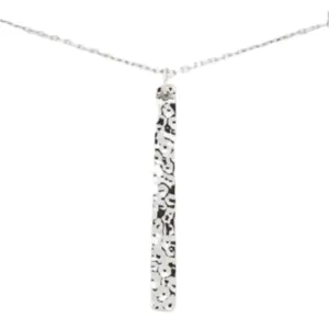 Silver Hammered Single Bar Layers Necklace