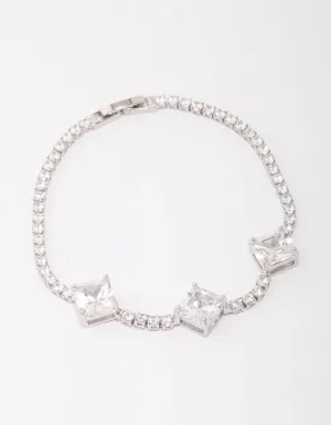 Silver Square Cubic Zirconia Bracelet