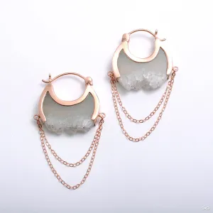 Small Moonstruck Earrings in Rose Gold with Gray Agate Crystal from Buddha Jewelry