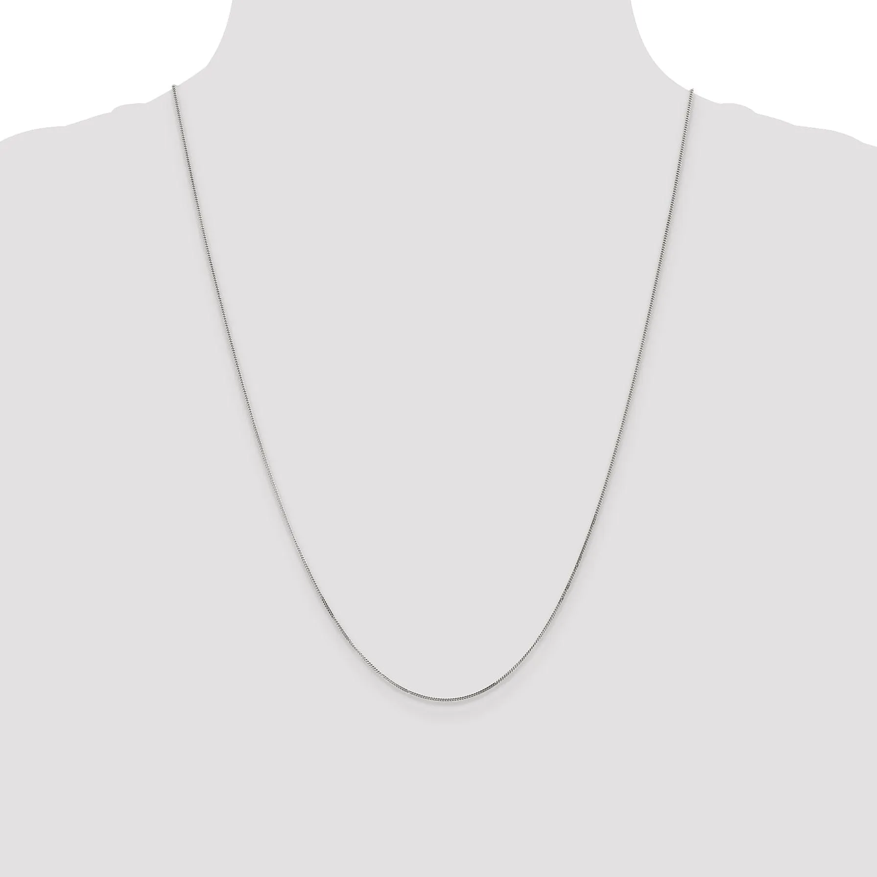 Solid 14k White Gold .9 mm Curb Pendant Chain